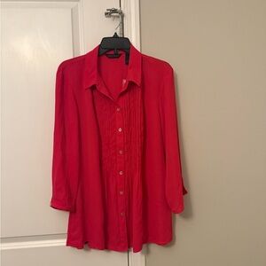 Investments Bright Red Button-Up Blouse